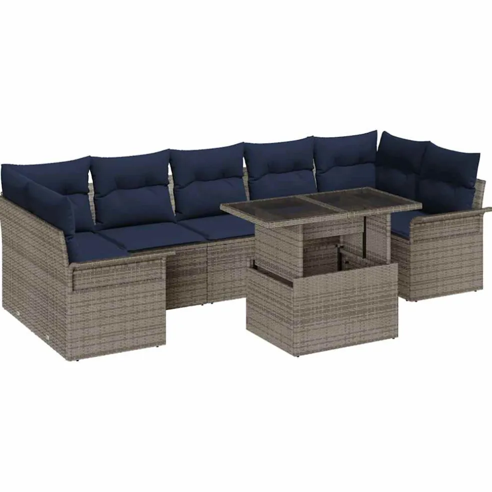 vidaXL Tuin Sofa Set 8 st Grijs poly rattan