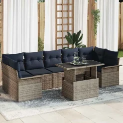 vidaXL Tuin Sofa Set 8 st Grijs poly rattan