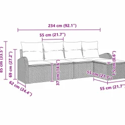 vidaXL Tuin Sofa Set 5 st Zwart poly rattan