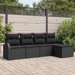vidaXL Tuin Sofa Set 5 st Zwart poly rattan