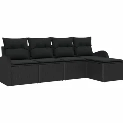 vidaXL Tuin Sofa Set 5 st Zwart poly rattan