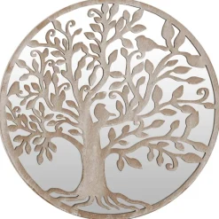 vidaXL Tuinspiegel rond 40x2,5 cm ijzer zandkleurig
