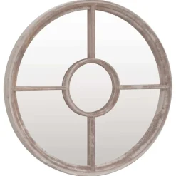 vidaXL Tuinspiegel rond 40x4 cm ijzer zandkleurig