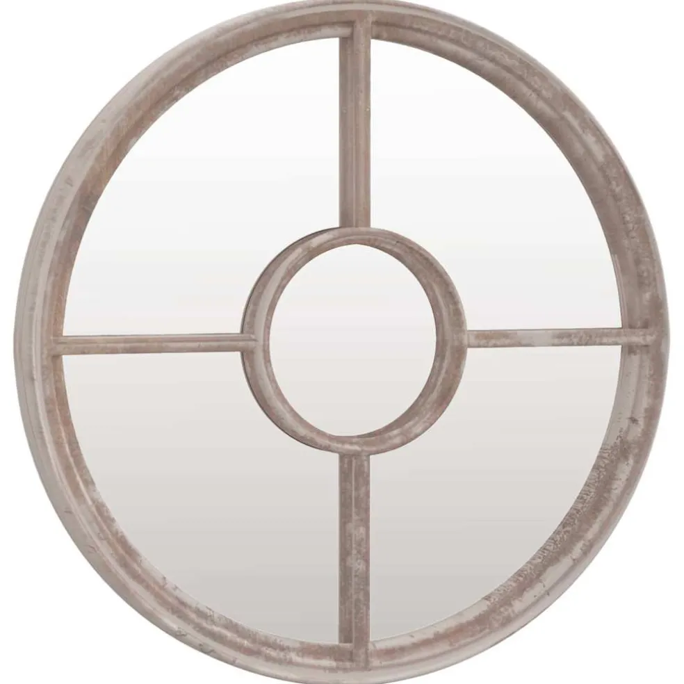 vidaXL Tuinspiegel rond 40x4 cm ijzer zandkleurig