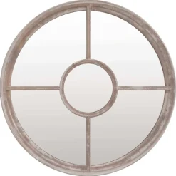 vidaXL Tuinspiegel rond 40x4 cm ijzer zandkleurig