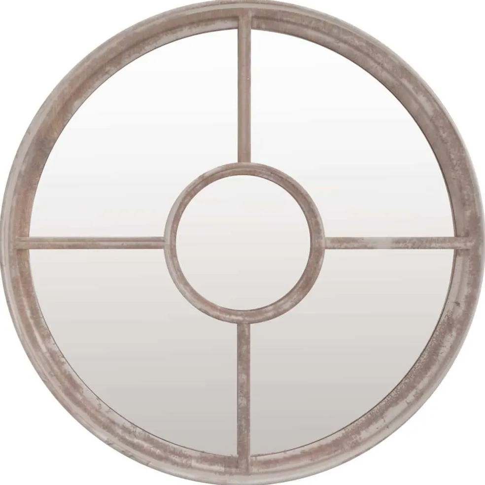 vidaXL Tuinspiegel rond 40x4 cm ijzer zandkleurig