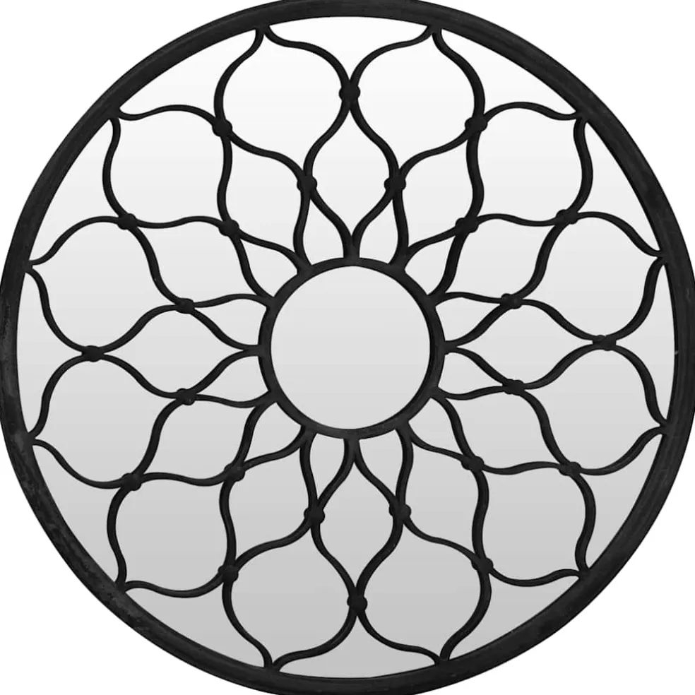vidaXL Tuinspiegel rond 40x3 cm ijzer zwart