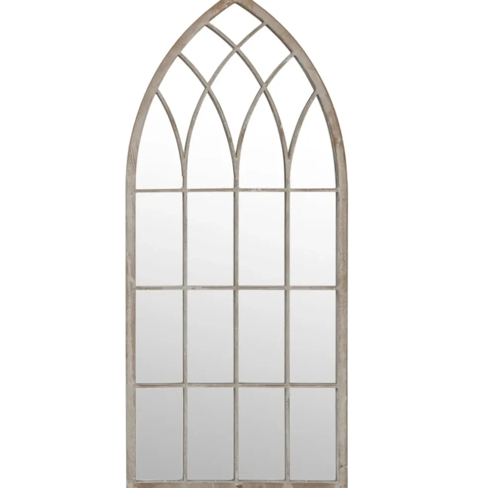 vidaXL Tuinspiegel 100x45 cm ijzer zandkleurig