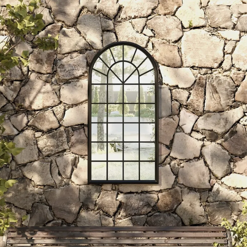 vidaXL Tuinspiegel 90x45 cm ijzer zwart