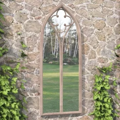 vidaXL Tuinspiegel 100x45 cm ijzer zandkleurig