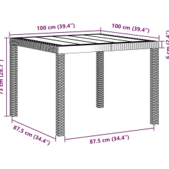 vidaXL Tuinstafel Antraciet 100 x 100 x 73 cm poly rattan