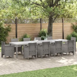 vidaXL Tuinstafel Lichtgrijs 350 x 100 x 74 cm poly rattan