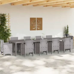 vidaXL Tuinstafel Lichtgrijs 350 x 100 x 74 cm poly rattan
