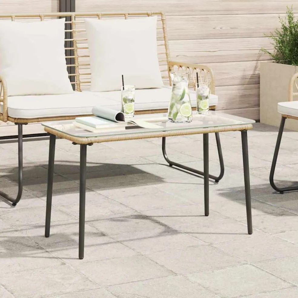 vidaXL Tuinstafel Naturel 80 x 40 x 45 cm poly rattan