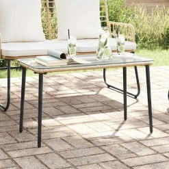 vidaXL Tuinstafel Naturel 80 x 40 x 45 cm poly rattan