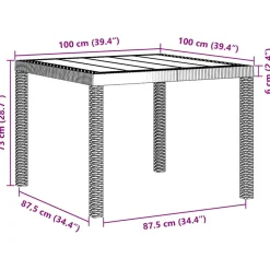 vidaXL Tuinstafel Wit 100 x 100 x 73 cm poly rattan