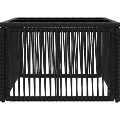 vidaXL Tuinstafel Zwart 55 x 55 x 37 cm PE Rattan en Glas