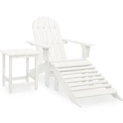 vidaXL Tuinstoel Adirondack met voetenbank tafel massief vurenhout wit