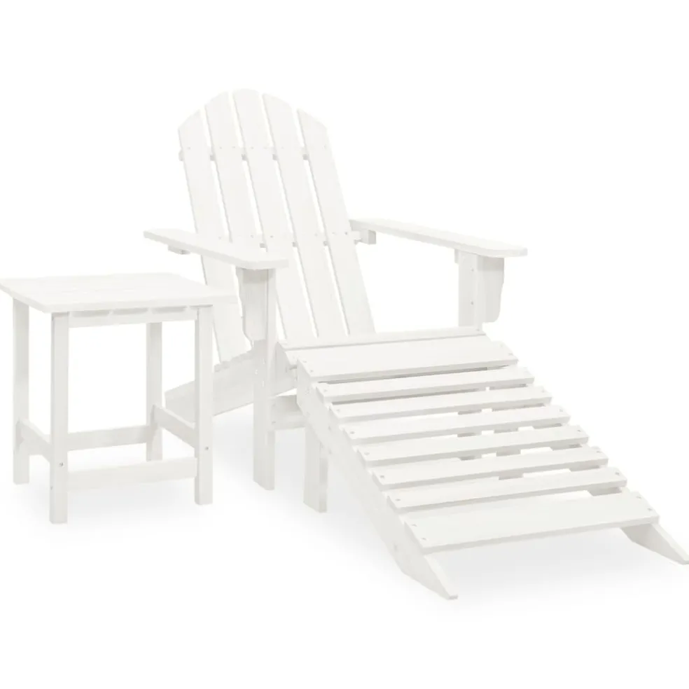 vidaXL Tuinstoel Adirondack met voetenbank tafel massief vurenhout wit