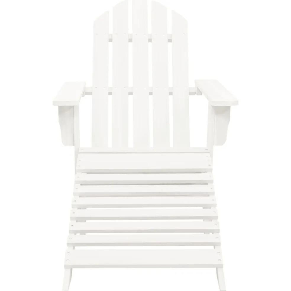 vidaXL Tuinstoel Adirondack met voetenbank tafel massief vurenhout wit