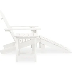 vidaXL Tuinstoel Adirondack met voetenbank tafel massief vurenhout wit