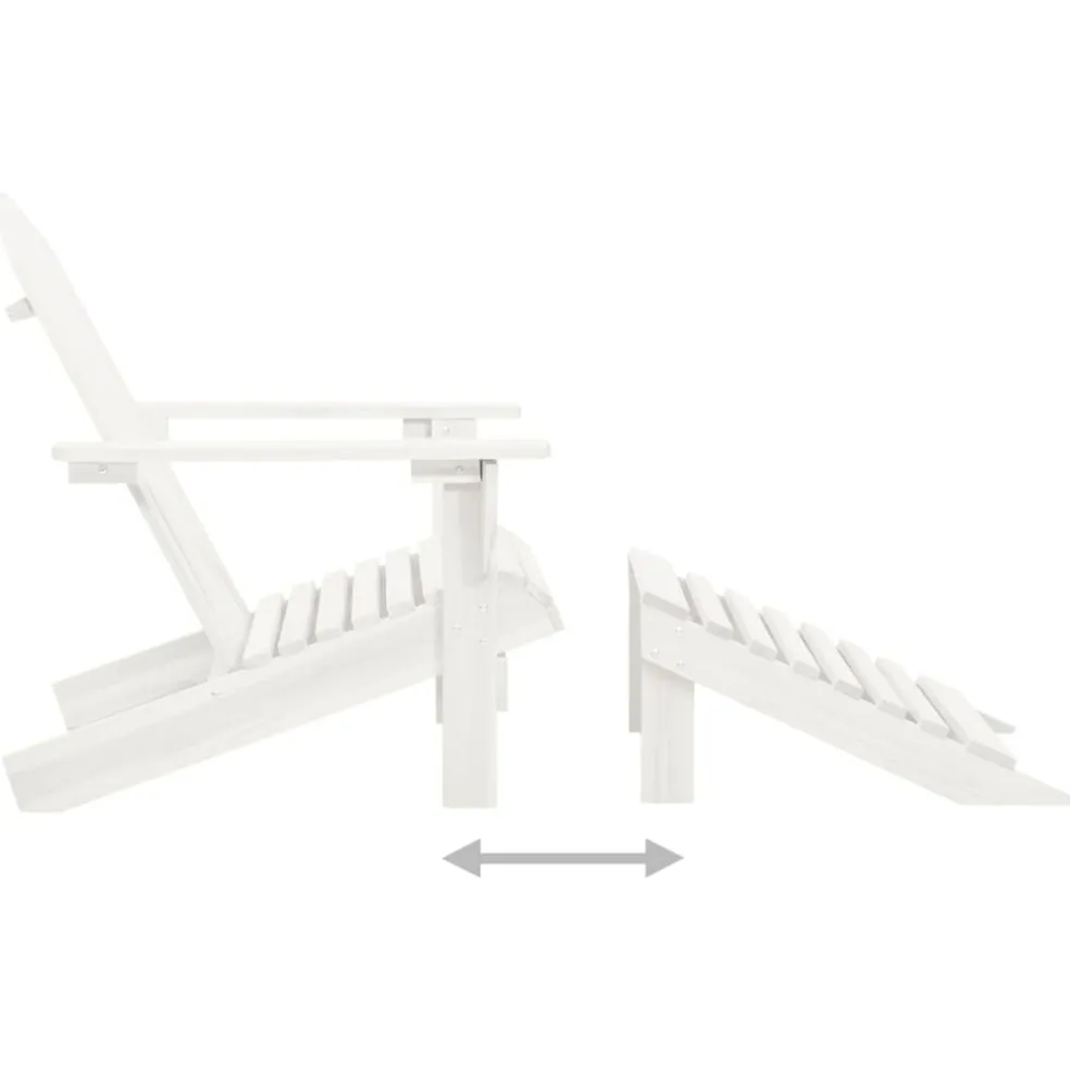 vidaXL Tuinstoel Adirondack met voetenbank tafel massief vurenhout wit