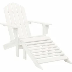 vidaXL Tuinstoel Adirondack met voetenbank tafel massief vurenhout wit