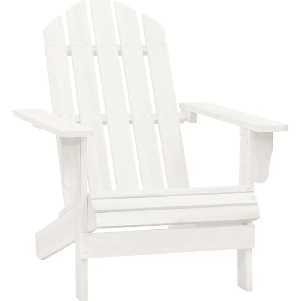 vidaXL Tuinstoel Adirondack met voetenbank tafel massief vurenhout wit