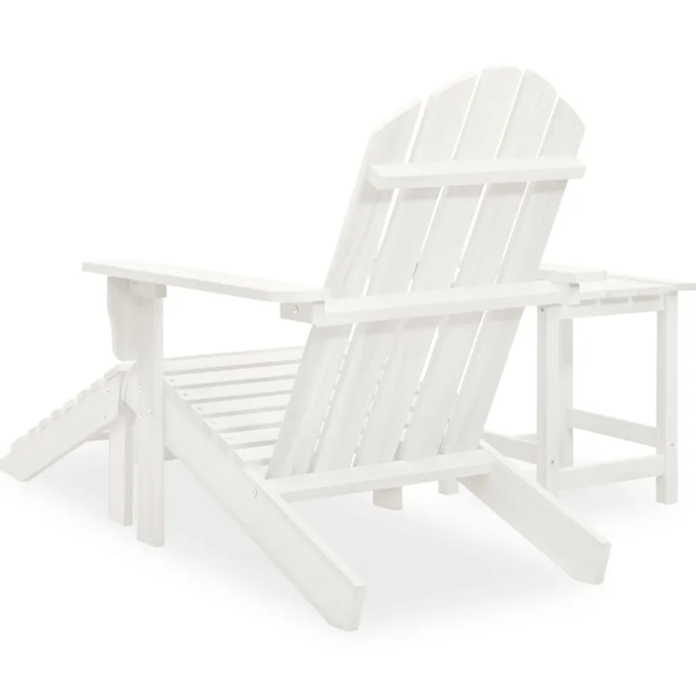 vidaXL Tuinstoel Adirondack met voetenbank tafel massief vurenhout wit