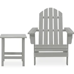 vidaXL Tuinstoel Adirondack met tafel massief vurenhout grijs