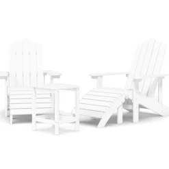 vidaXL Tuinstoelen Adirondack met voetenbank en tafel HDPE wit