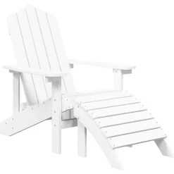 vidaXL Tuinstoelen Adirondack met voetenbank en tafel HDPE wit