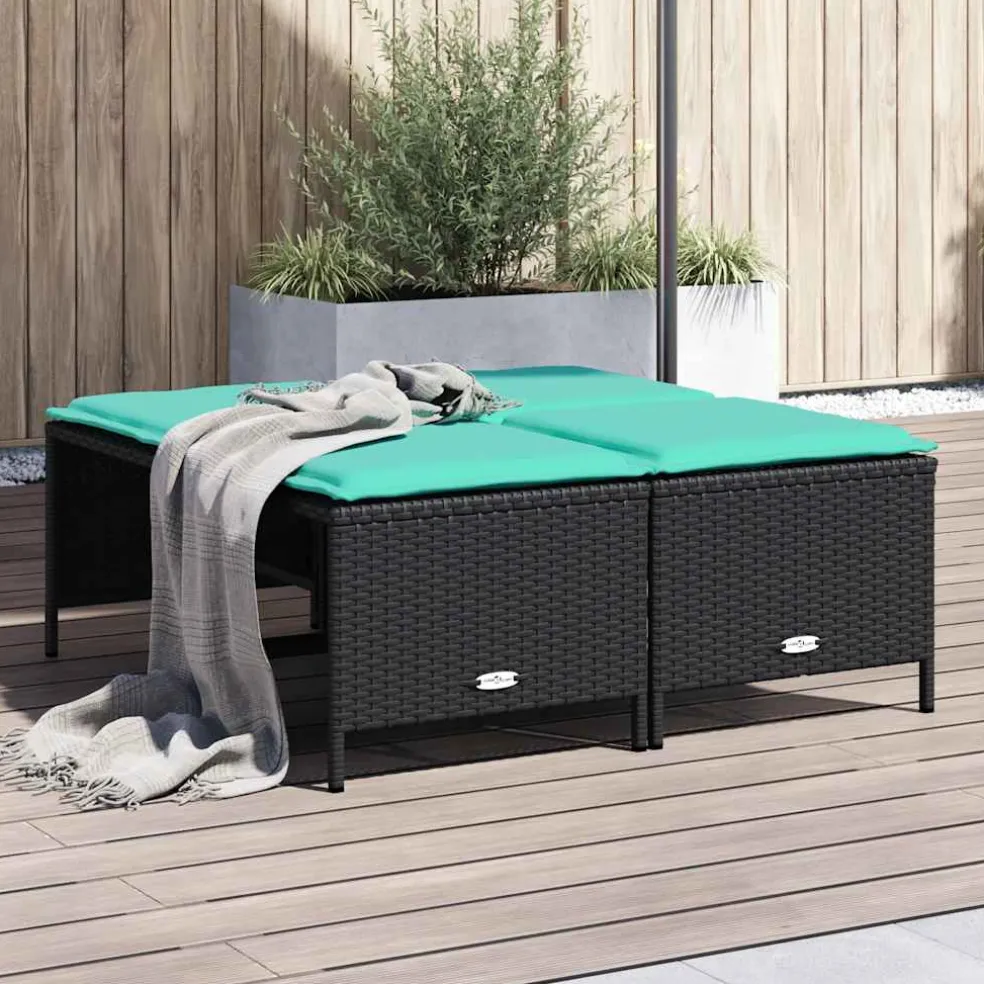 vidaXL Tuinstoelen met kussens 4 stuks zwart polyrotan