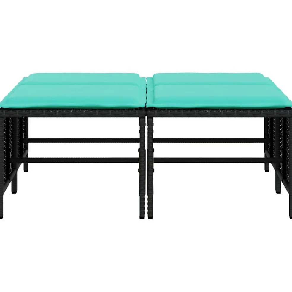 vidaXL Tuinstoelen met kussens 4 stuks zwart polyrotan