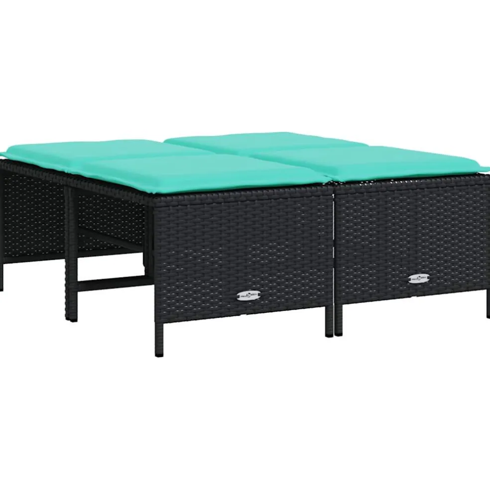 vidaXL Tuinstoelen met kussens 4 stuks zwart polyrotan