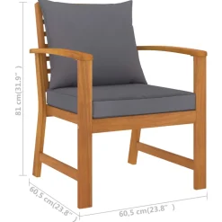 vidaXL Tuinstoelen 2 st met donkergrijs kussen massief acaciahout
