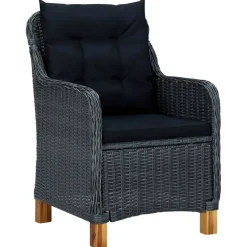 vidaXL Tuinstoelen 2 st met kussens poly rattan donkergrijs