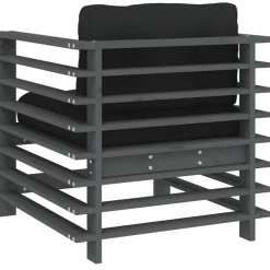 vidaXL Tuinstoelen 2 st met kussens massief grenenhout grijs