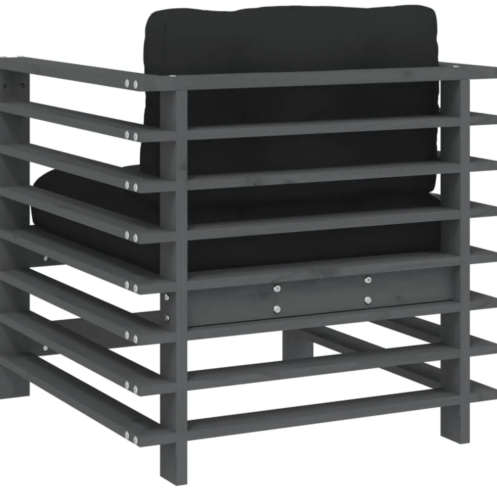vidaXL Tuinstoelen 2 st met kussens massief grenenhout grijs