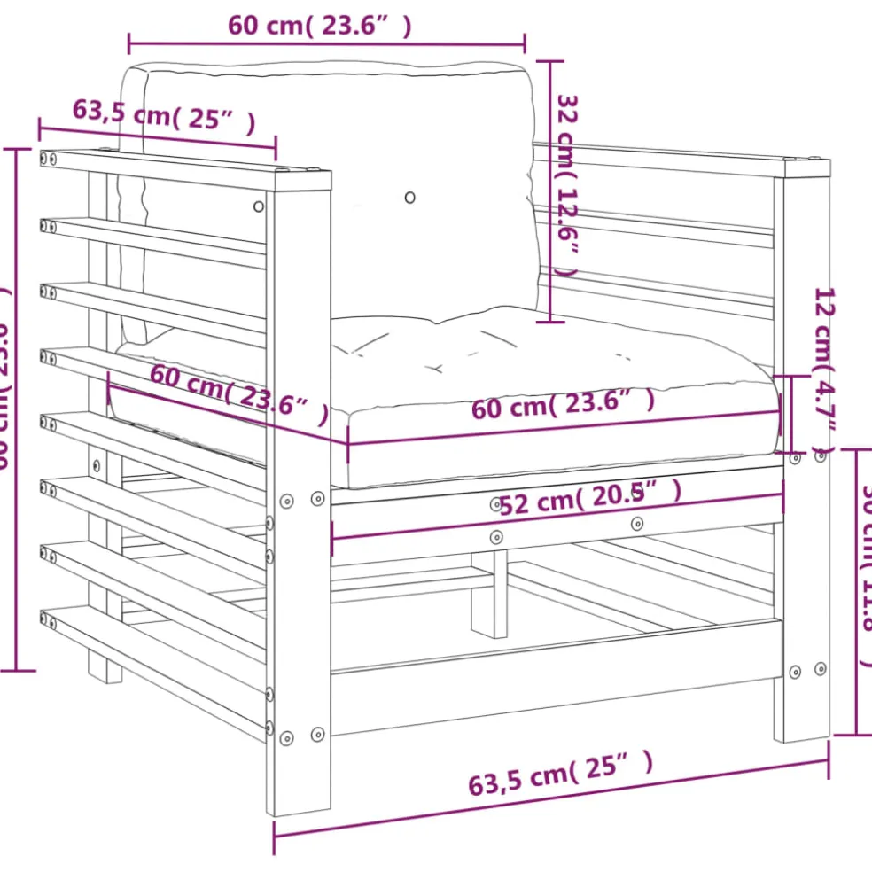vidaXL Tuinstoelen 2 st met kussens massief grenenhout grijs