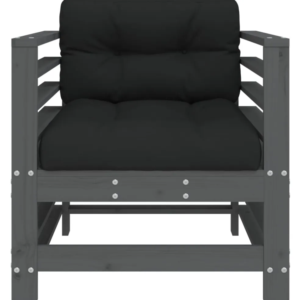 vidaXL Tuinstoelen 2 st met kussens massief grenenhout grijs