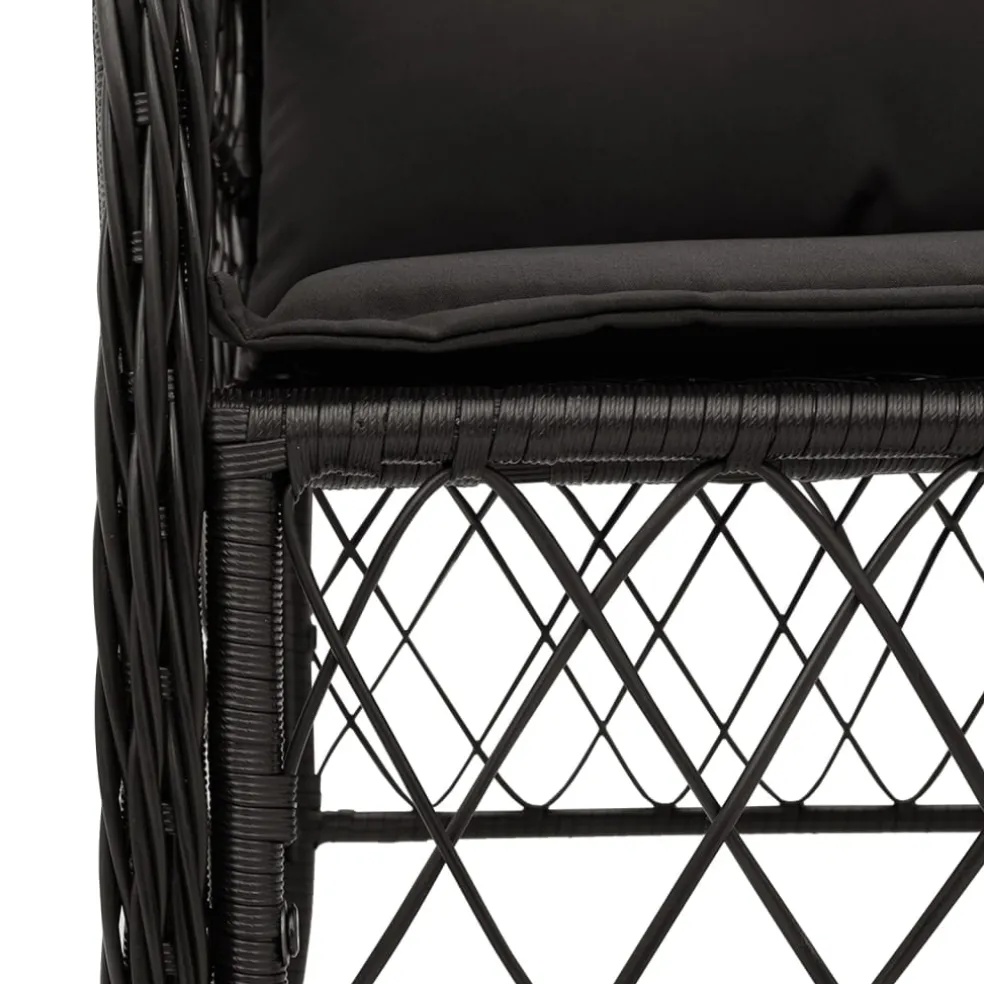 vidaXL Tuinstoelen 2 st met kussens poly rattan zwart