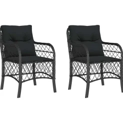 vidaXL Tuinstoelen 2 st met kussens poly rattan zwart