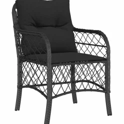 vidaXL Tuinstoelen 2 st met kussens poly rattan zwart
