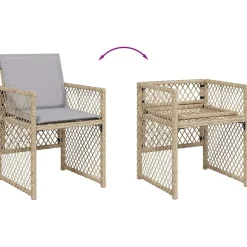 vidaXL Tuinstoelen 4 st met kussens poly rattan gemengd beige