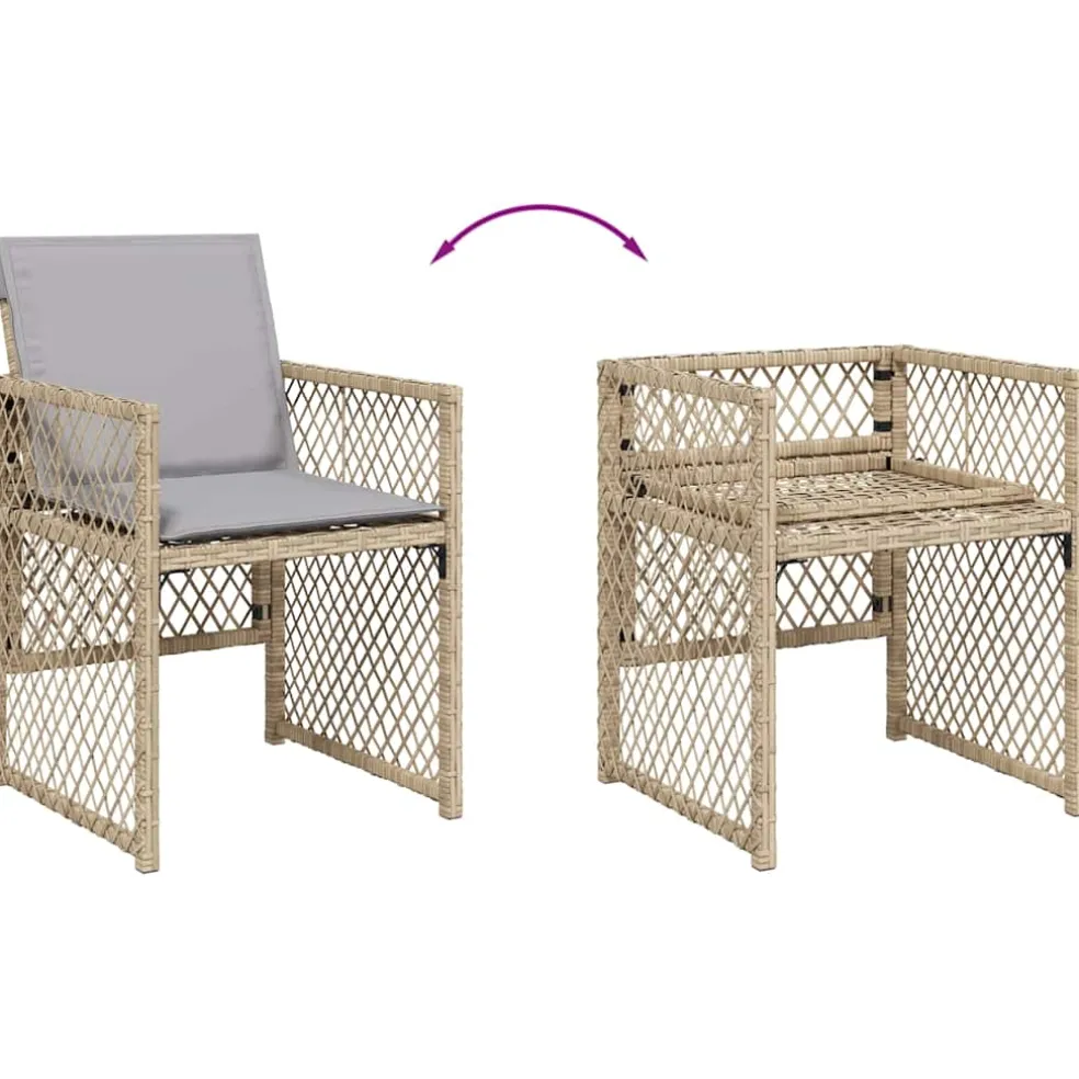 vidaXL Tuinstoelen 4 st met kussens poly rattan gemengd beige