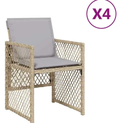 vidaXL Tuinstoelen 4 st met kussens poly rattan gemengd beige
