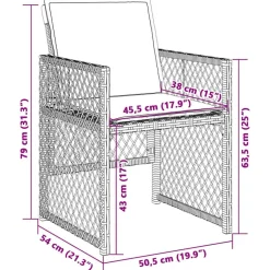 vidaXL Tuinstoelen 4 st met kussens poly rattan gemengd beige