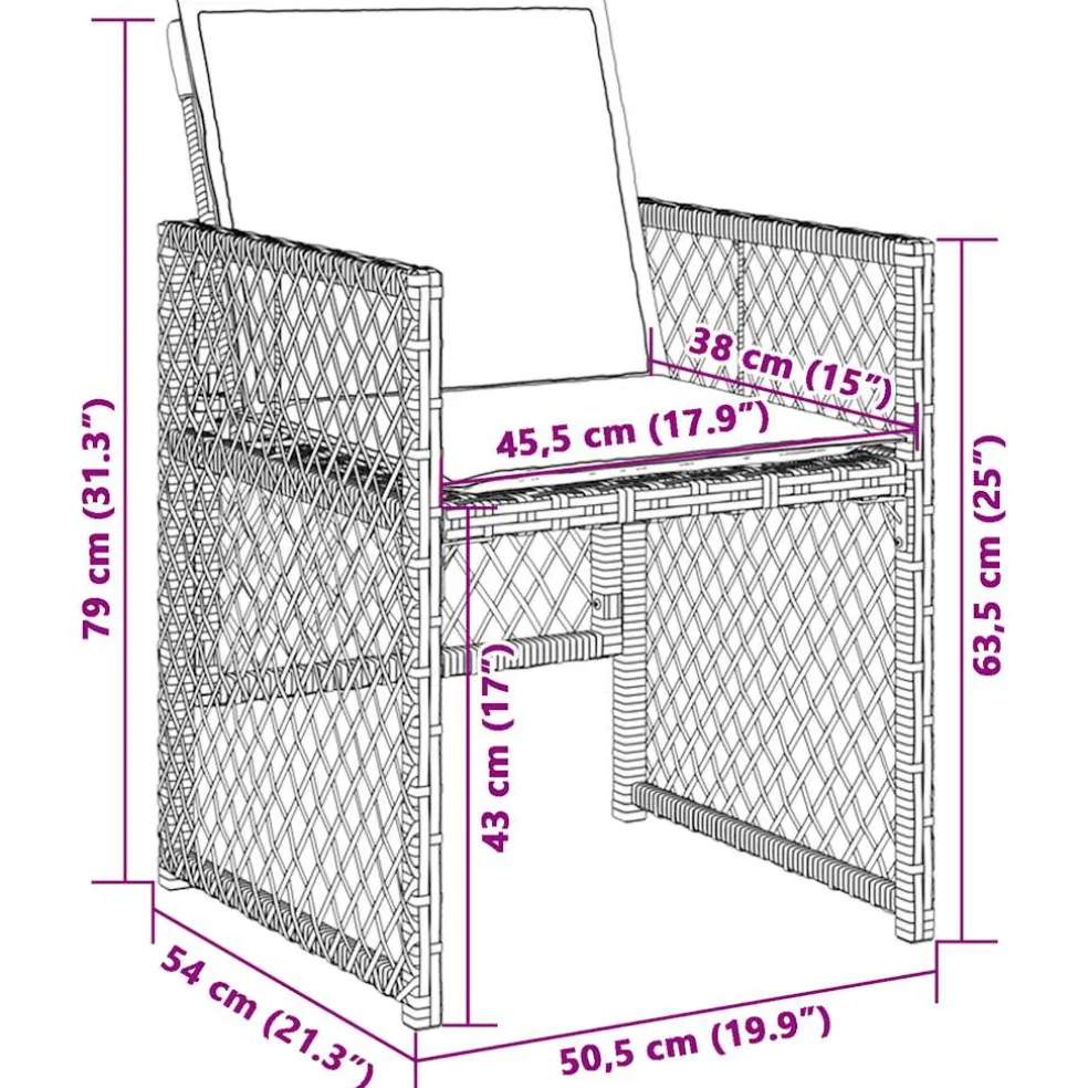 vidaXL Tuinstoelen 4 st met kussens poly rattan gemengd beige