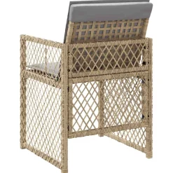 vidaXL Tuinstoelen 4 st met kussens poly rattan gemengd beige